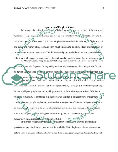 religious values essay