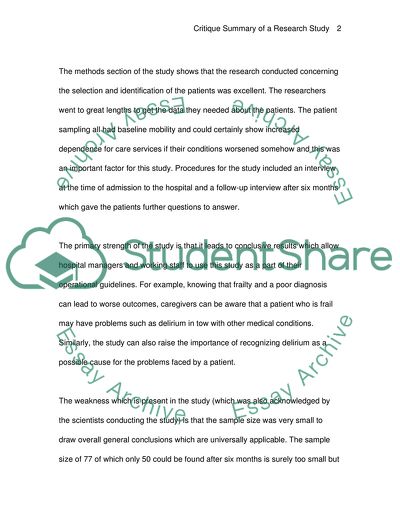 Critique summary of a research study