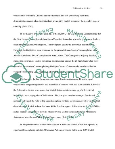 Implementation of the Affirmative Action Provisions