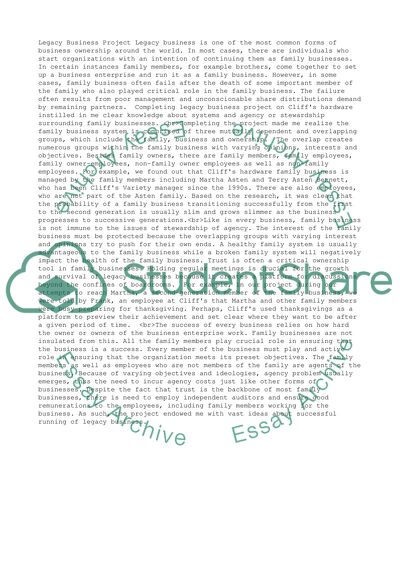 Legacy Business Project