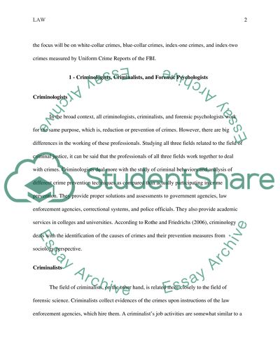 Criminal Behavior and the Law in the US