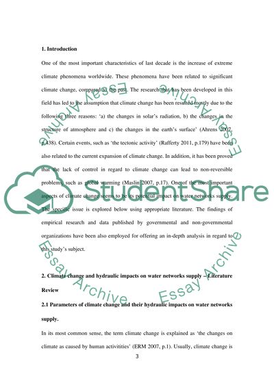 Climate change and hydraulic impacts on water networks supply