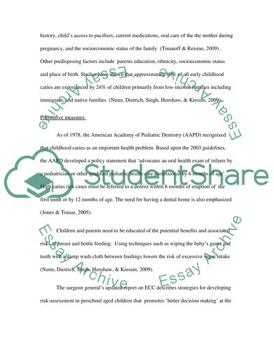 Public Health Policy for Early Childhood Caries