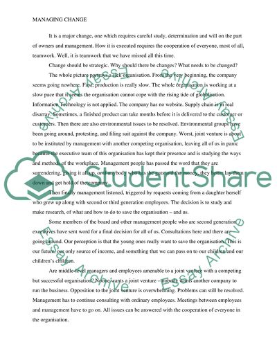 Managing Change in Organisations