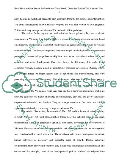 American desire to modernise third world countries fuelled the Vietnam war