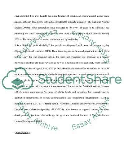 Autism: The Needs of Children and Families