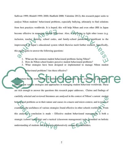 Managing Students Behaviour at Nihon Junior High School