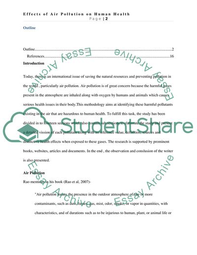 effects of air pollution on human health research paper