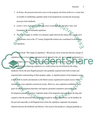 Communications. The origin of capitalism Summary. By Ellen Meiksins Wood 17 page reading