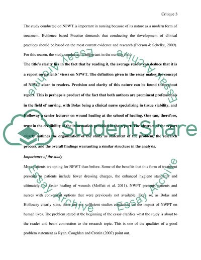 A Critique on Negative Pressure Wound Therapy: Patient Perspectives