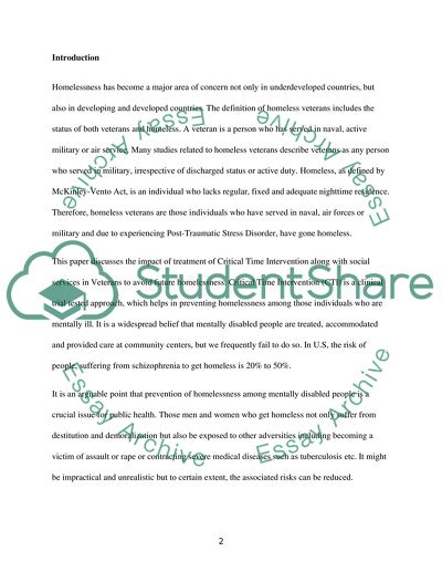Critical Time Intervention in Preventing Future Homelessness Among Veterans