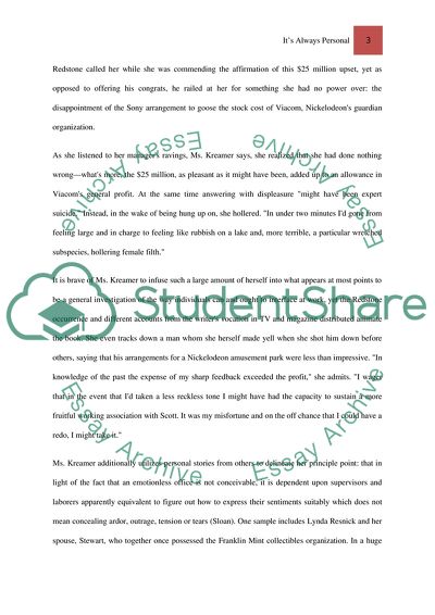 Analysis of Its Always Personal by Anne Kreamer