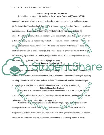 Just Culture and Patient Safety