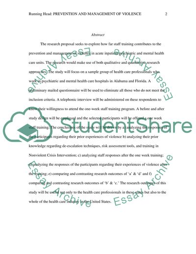 Sufficient Staff Training for Prevention and Management of Violence