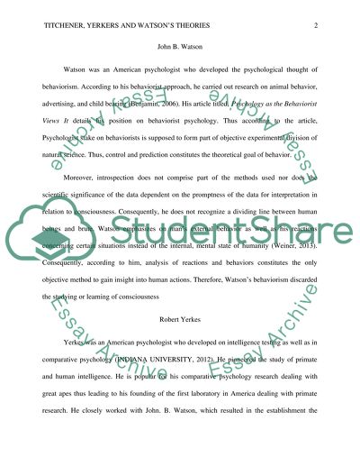 Theories of Titchener and Yerkes and Watson