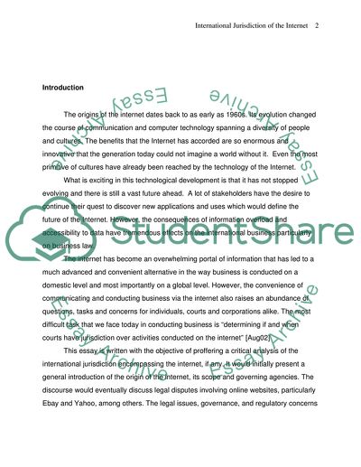 The International Jurisdiction of the Internet - A Study in Perspective