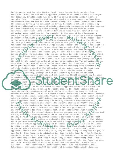 Perception and Decision Making