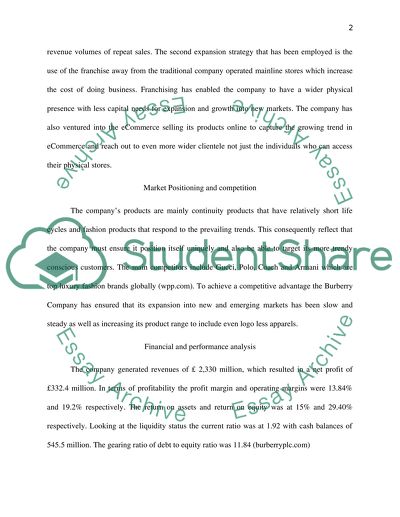 Company is Burberry clothing group PLC