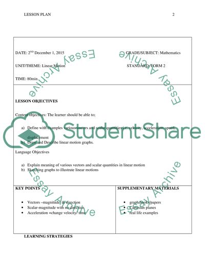 4 Lesson Plans in 4 different subjects