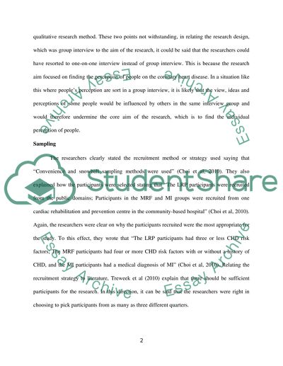 The Perceptions of Coronary Heart Disease among a Sample of Hong Kong Chinese People