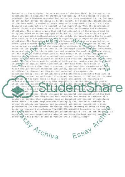 A Model Developed by Noriaki Kano