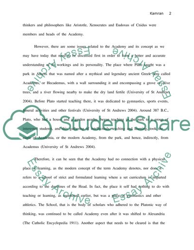 Plato and the Development of the Academy