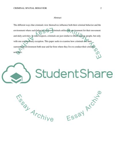 Criminal Spatial Behavior