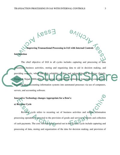 Improving Transactional Processing in AIS with Internal Controls