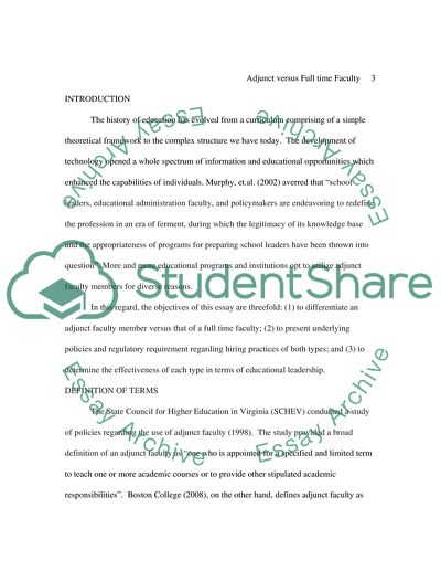 Relevant Issues Pertaining to Adjunct Faculty versus Full Time Faculty