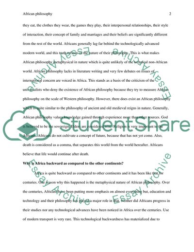 Analysis of African Philosophy