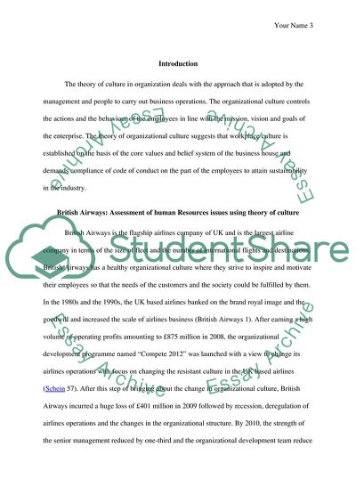 Asses the issues involving British Airways at Human Resources in terms of Culture