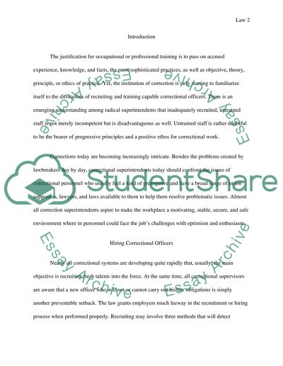 Recruiting and Training of Correction Officers