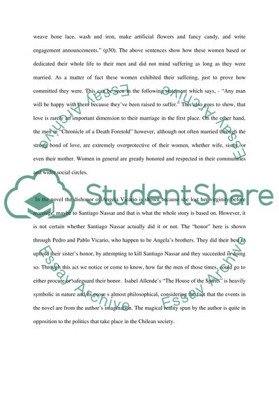 The role of men in The house of the Spirits and in Chronicle of a Death Foretold