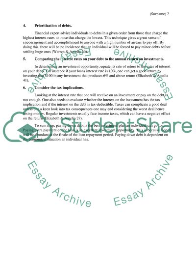 Good Investment of Paying Down Debt