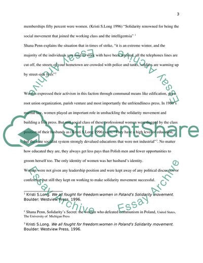 Role of Women in the Solidarity Movement during Communism in Poland