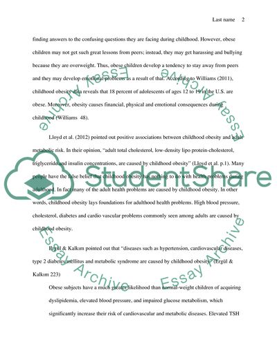 Childhood Obesity and Early Development of Chronic Diseases