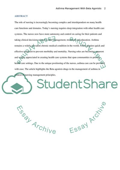 Asthma Management with Beta Agonists