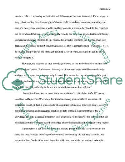 History as a Basic Area of Knowledge in Regard to Present Events