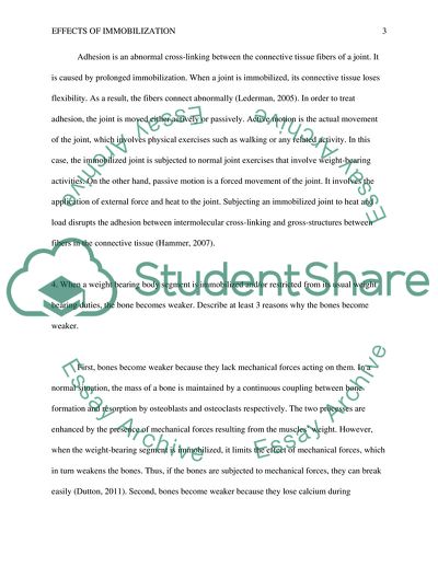 Common Effects of Immobilization