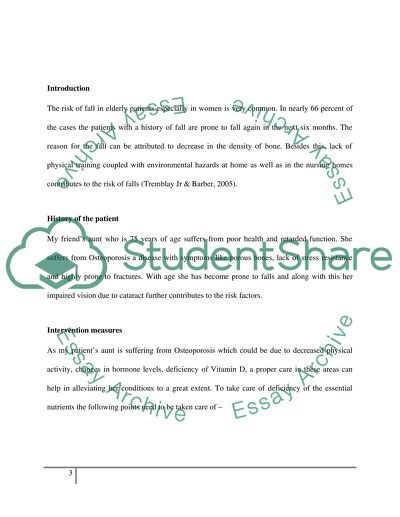 Prevention of falling for the Elderly