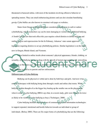 Ethical issues of Cyber Bullying