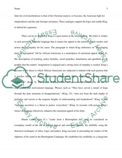 Critical analysis essay on letter from birmingham jail