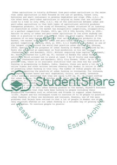 Supply Chain --- Accessing Markets of the Urban Farmer