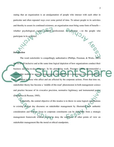 Stakeholder theory and Strategy