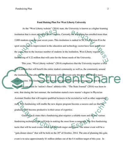 Fund Raising Plan for West Liberty University