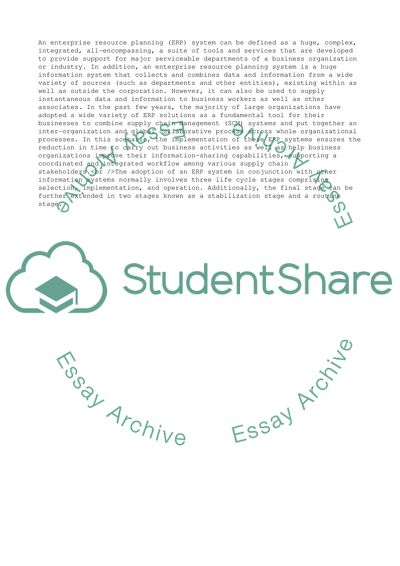 Enterprise Resource Planning Systems