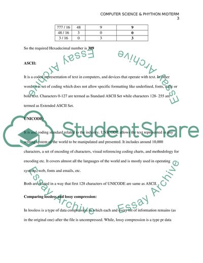 CSCI 108: Computer Science & Phython Midterm