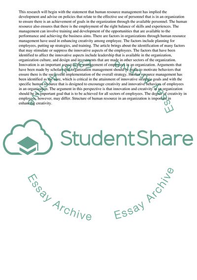 Does Strurcture of Human Resource Managment Enhance Employee Creativity