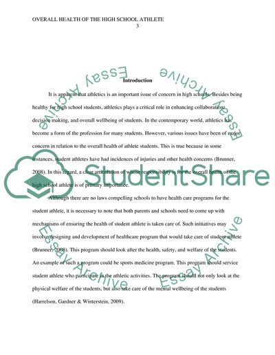 Overall Health of the High School Athlete