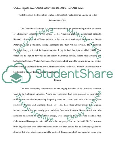 The Influence of the Columbian Exchange throughout North America Leading up to the Revolutionary War